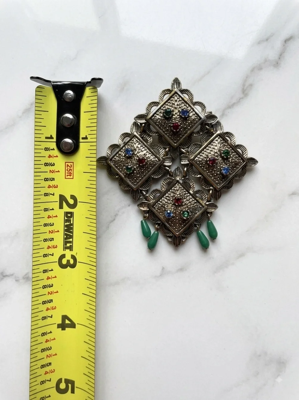 Vintage Sarah Coventry Multi-Stone Medieval Maltese Cross Brooch